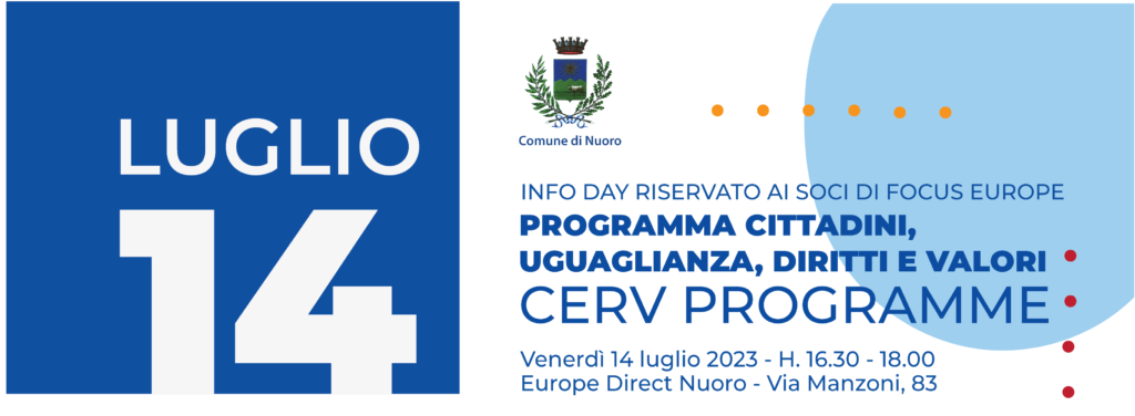 A Nuoro InfoDay sul Programma europeo Cittadini, uguaglianza, diritti e valori