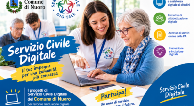 Bando per la selezione di operatori volontari da impiegare in progetti di Servizio Civile Digitale. 18 posti nelle sedi del Comune di Nuoro